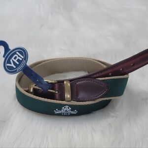 YRI DESIGNS Rolling Road Golf Club Ribbon Embroidered Logo Catonsville Belt 36